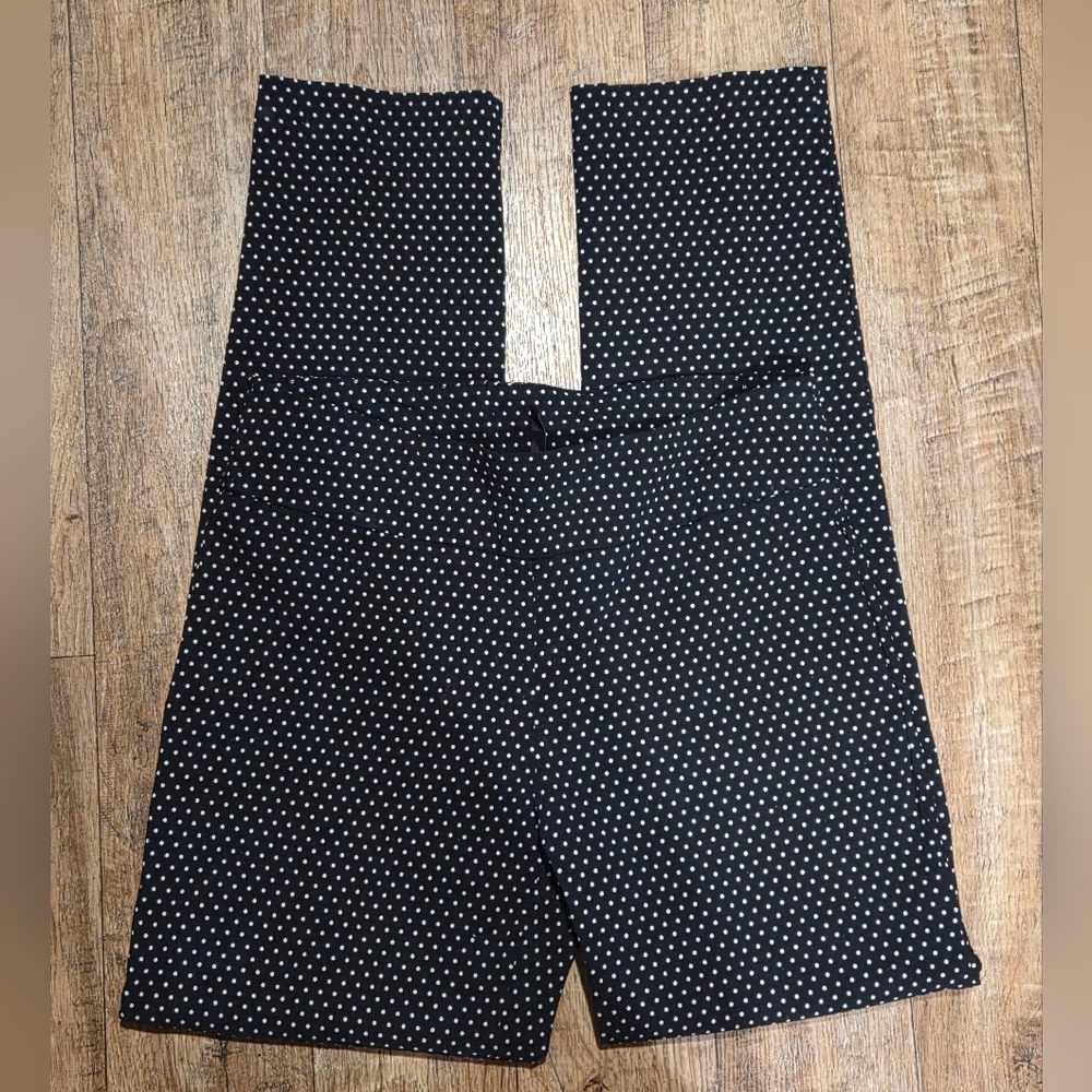 New Direction Navy & White Pokadot Straight Leg Pants Size 10